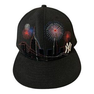New Era 59FIFTY New York Yankees Wool Fitted Hat 7 1/2 Fireworks NYC Skyline Emb